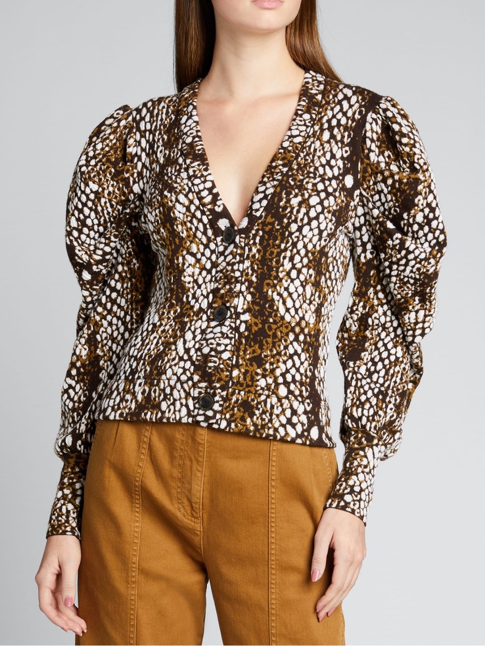 Ulla Johnson Elise Python-Print Wool Blend Cardigan